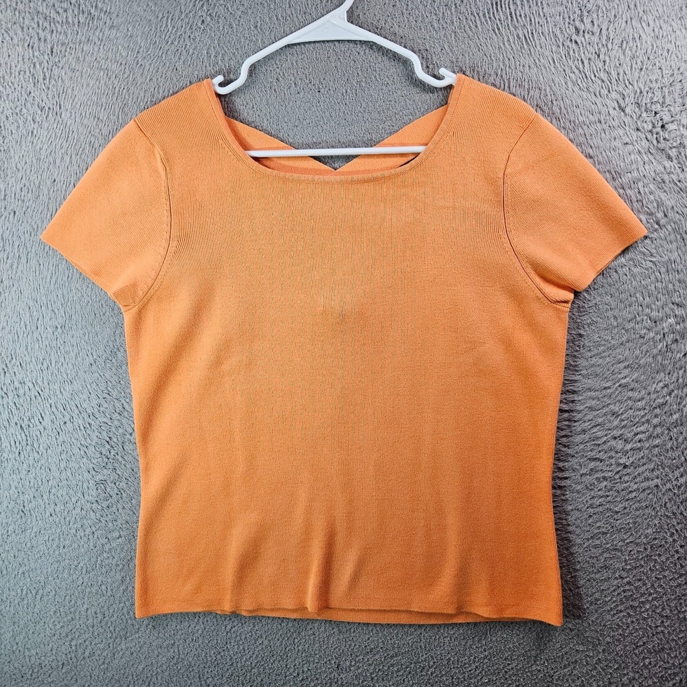 $38 NEW VTG Talbots Kit Top Women XL Scoop Back Short Sleeve Orange